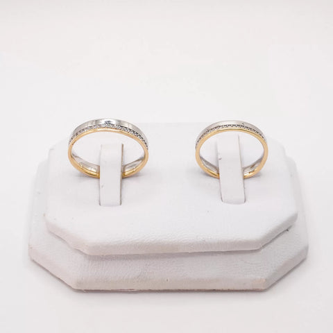 ARGOLLAS BI COLOR - BLANCO CON ZIRCONIA Y LÍNEA AMARILLO - ORO 14K