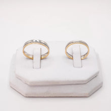 ARGOLLAS BI COLOR - BLANCO CON ZIRCONIA Y LÍNEA AMARILLO - ORO 14K