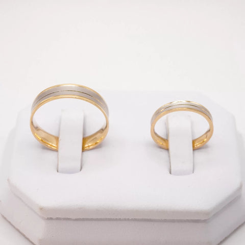 ARGOLLAS BI COLOR - BLANCO MATE CON MARGEN Y LÍNEA CENTRAL AMARILLO - ORO 14K