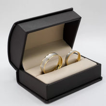 ARGOLLAS BI COLOR - BLANCO MATE CON MARGEN Y LÍNEA CENTRAL AMARILLO - ORO 14K