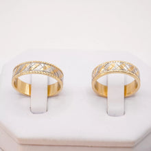 ARGOLLAS BI COLOR - BLANCO Y AMARILLO CUADRÍCULA CON MARGEN CRAQUELADO - ORO 14K