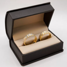 ARGOLLAS BI COLOR - BLANCO Y AMARILLO CUADRÍCULA CON MARGEN CRAQUELADO - ORO 14K