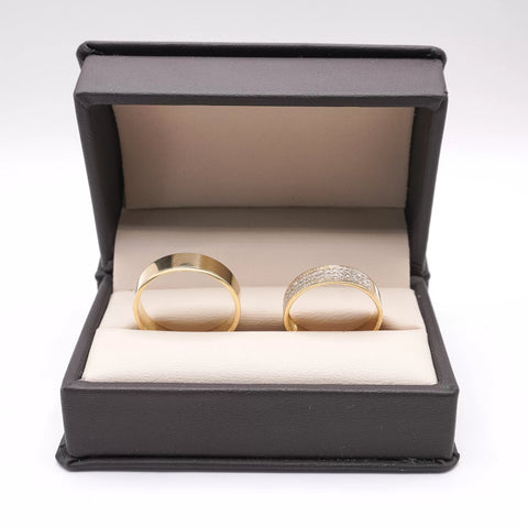 ARGOLLAS ORO AMARILLO - LISA PLANA Y CHURUMBELA DOBLE LÍNEA - ORO 14K