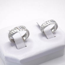 ARGOLLAS ORO BLANCO - DIAMANTADO LINEAS TRANSVERSALES DOBLES - ORO 10K