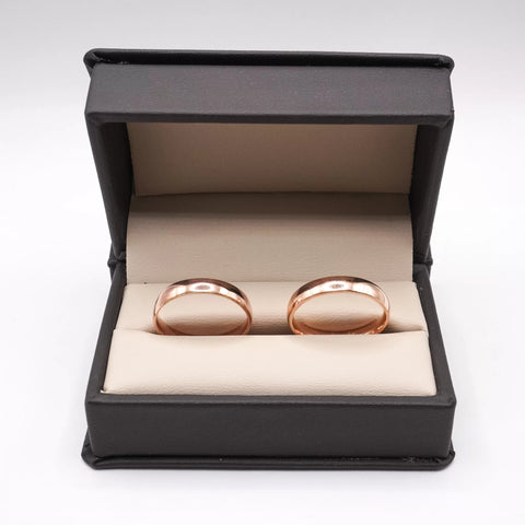 ARGOLLAS ORO ROSA - LISAS CURVAS 4 mm CONFORT - ORO 10K