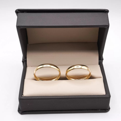 ARGOLLAS ORO AMARILLO - LISAS CURVAS 4 mm CONFORT - ORO 14K