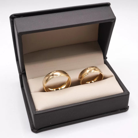 ARGOLLAS ORO AMARILLO - MATE CON LÍNEAS CRUZADAS - ORO 14K