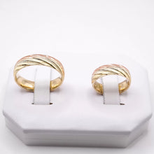 ARGOLLAS ORO FLORENTINO - DIAMANTADO LÍNEAS TRANSVERSALES - ORO 14K