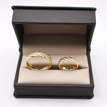 ARGOLLAS ORO FLORENTINO - DIAMANTADO LÍNEAS TRANSVERSALES - ORO 14K