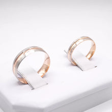 ARGOLLAS BI COLOR - BLANCO MATE CON LÍNEA CENTRAL ROSA - ORO 14K