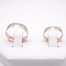 ARGOLLAS BI COLOR - BLANCO MATE CON LÍNEA CENTRAL ROSA - ORO 14K