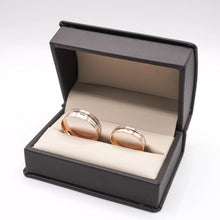 ARGOLLAS BI COLOR - BLANCO MATE CON LÍNEA CENTRAL ROSA - ORO 14K