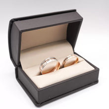 ARGOLLAS BI COLOR - BLANCO MATE CON LÍNEA CENTRAL ROSA - ORO 14K