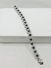 PULSERA CORAZÓN ZIRCONIA AZUL - PLATA .925