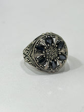 ANILLO FLOR NEGRA PAVONADA - PLATA .925
