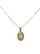 CADENA CON MEDALLA VIRGEN DE GUADALUPE - OVALADA FLORENTINO - ORO 10K