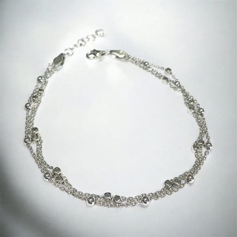 TOBILLERA TRIPLE CADENITA - PLATA .925