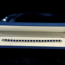 PULSERA CUADROS ZIRCONIA AZUL CONTORNO BLANCO / ORO BLANCO - ORO 10K