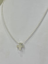 CADENA BOLEADA CON DIJE CRUZ TAMBOREADA - PLATA .925