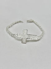 PULSERA CRUZ PADRE NUESTRO - PIEDRA BLANCA - PLATA .925