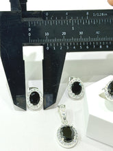 SET / JUEGO 3 PZAS - HALO OVALADO - NEGRO - PLATA .925