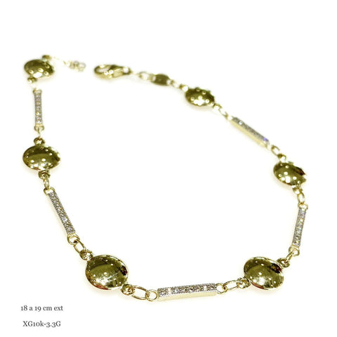 PULSO BARRITAS ZIRCONIA CON CIRCULO LISO ORO - 10K ITALY