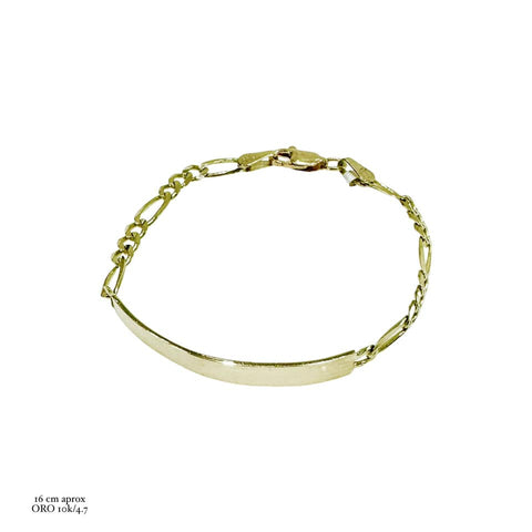 ESCLAVA FÍGARO CART 3X1 - 16 CM - ORO 10K