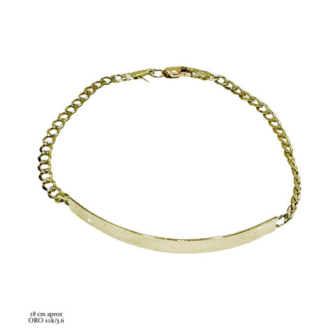 ESCLAVA BARBADA DIAM. BLANCO - 18 CM - ORO 10K