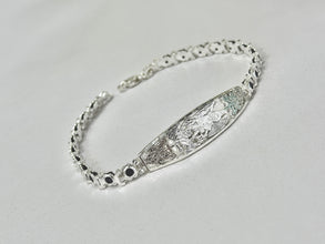 PULSERA PLACA ARCANGEL MIGUEL - PIEDRA NEGRA - PLATA .925