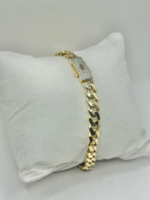 PULSO BARBADO CUBANO - Broche piedra - 21 cm x 6.5 mm - ORO 10K
