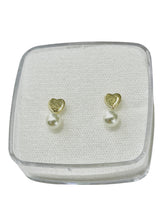 BROQUEL CORAZÓN CON PERLA - ORO 10K