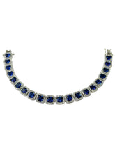 PULSERA CUADROS ZIRCONIA AZUL CONTORNO BLANCO / ORO BLANCO - ORO 10K