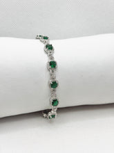 PULSERA CUADRO VERDE ENLACES - PLATA .925