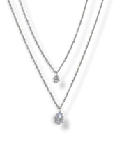 COLLAR GARGANTILLA DOBLE CADENA CON GOTAS ZIRCONIA  - PLATA .925