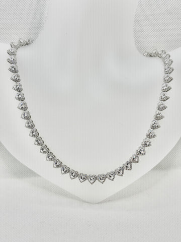 COLLAR GARGANTILLA CORAZONES PIEDRA ZIRCONIA - PLATA .925