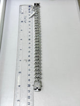 PULSO BARBADO EDGE BAGUETE ZIRCONIA - 21 CM x 1.4 CM PLATA .925
