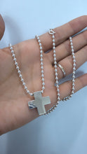 CADENA BOLEADA CON DIJE CRUZ TAMBOREADA - PLATA .925