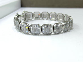 PULSO CUADROS BAGUETTE ZIRCONIA ITALY 22 cm - PLATA .925