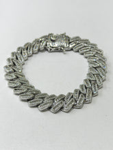 PULSO BARBADO EDGE BAGUETE ZIRCONIA - 21 CM x 1.4 CM PLATA .925