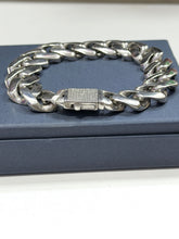 PULSO BARBADO CUBANO LIGERO - 21.5 cm x 1.6 cm - PLATA .925