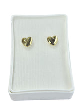 ARETE CORAZÓN INFLADO BROCHE MARIPOSA - ORO 10K