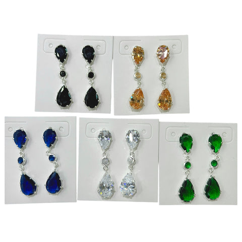 ARETE DOBLE GOTA ZIRCONIA - PLATA .925
