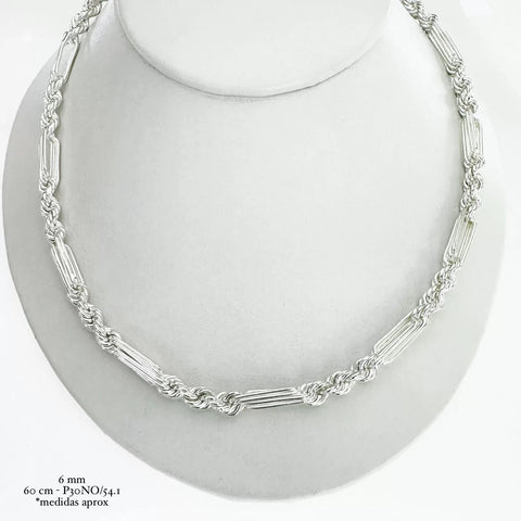 CADENA TORSAL FIGARO 60 cm x 6 mm - PLATA .925