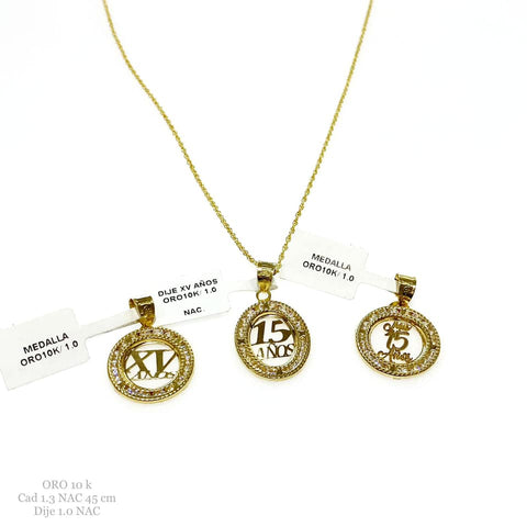 GARGANTILLA CON DIJE 15 AÑOS - ORO 10K