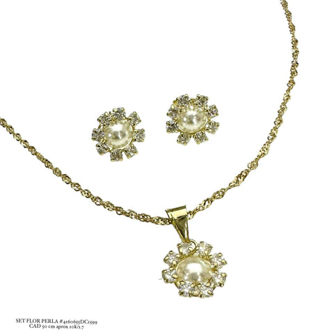 SET FLOR PERLA CON CADENA SINCAP.
