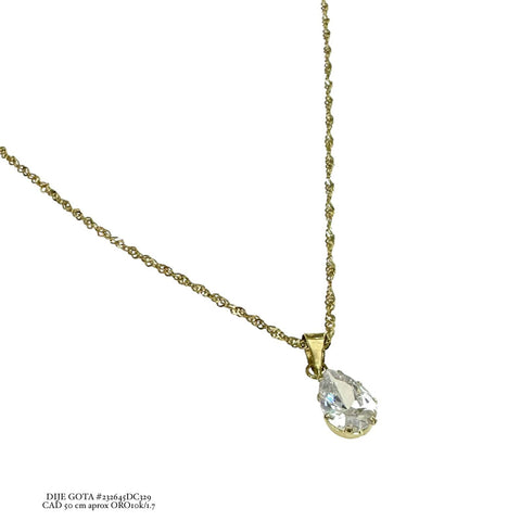 GARGANTILLA GOTA ZIRCONIA BLANCO - ORO 10K