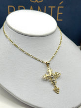 CADENA FÍGARO CART 3x1 CON CRISTO VINTAGE - 55 CM - ORO 10K