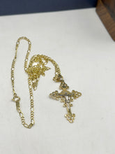 CADENA FÍGARO CART 3x1 CON CRISTO VINTAGE - 55 CM - ORO 10K