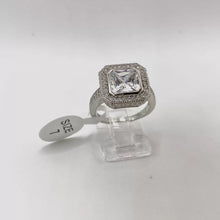 ANILLO ZIRCONIA CUADRO GRANDE CON CONTORNO - PLATA .925