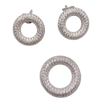 SET JUEGO CÍRCULO CONTORNO MULTI ZIRCONIA - PLATA .925